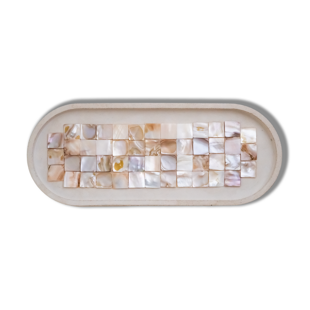 Large Pearl Mosaic Tray | Pastel Concrete Objects